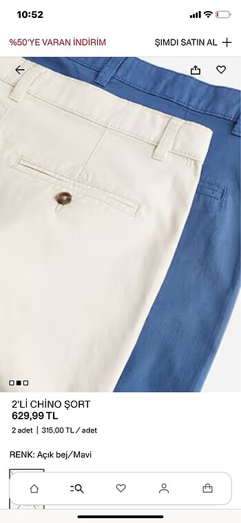H&M 2?li chino şort 13-14 yaş için (H&M marka, yeni ve etiketli, 158