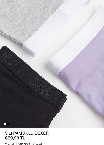 5li pamuklu kız boxer (H&M marka) - Görsel 2