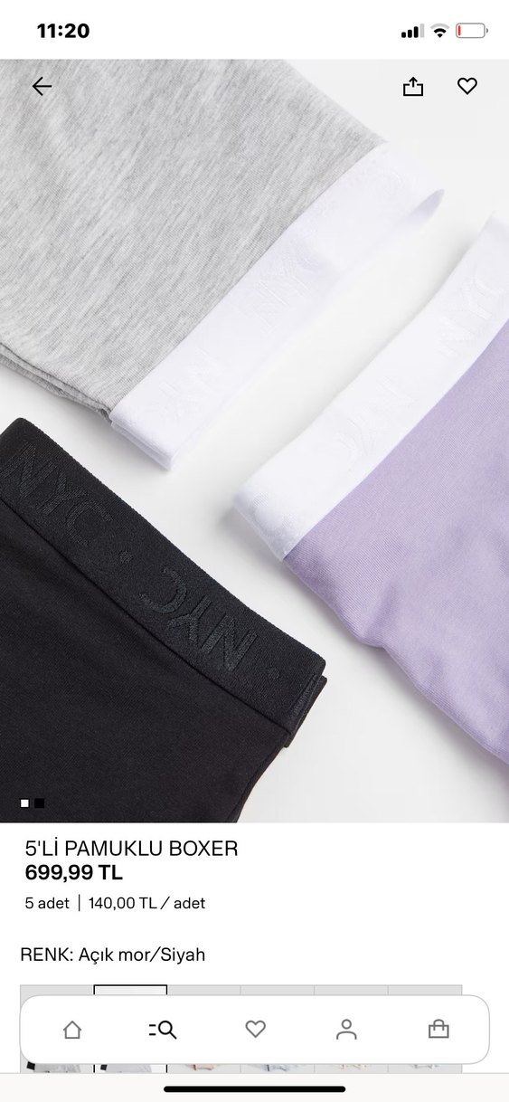 5li pamuklu kız boxer (H&M marka) - Görsel 2