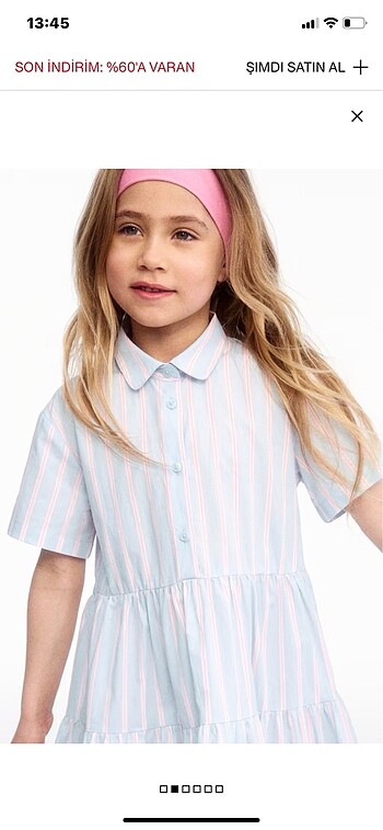 H&M Pamuklu gömlek elbise (6-7 yaş
