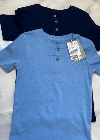 2li Çocuk Düğmeli Kısa Kollu Tişört (H&M marka, yeni)