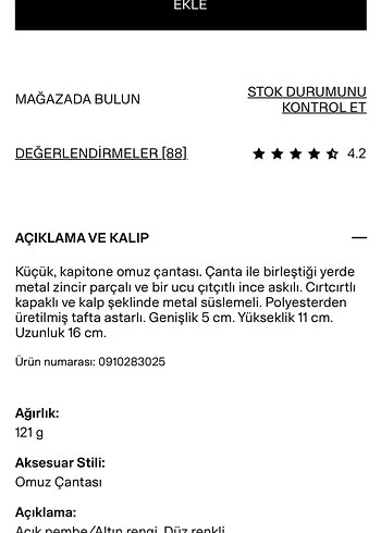 H&M Açık Pembe Kapitone Zincir Detaylı Omuz Çantası (kız çoçuk için)