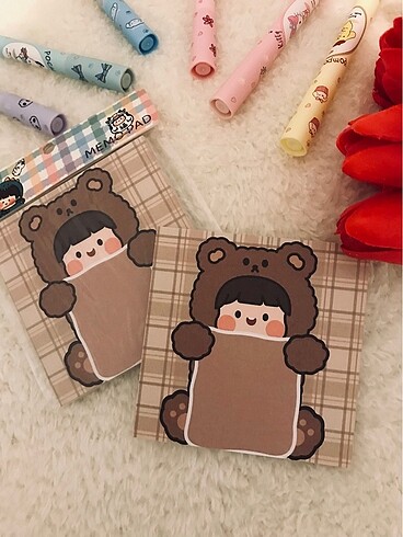 Bear Girl Memo Pad Kare Not Defteri