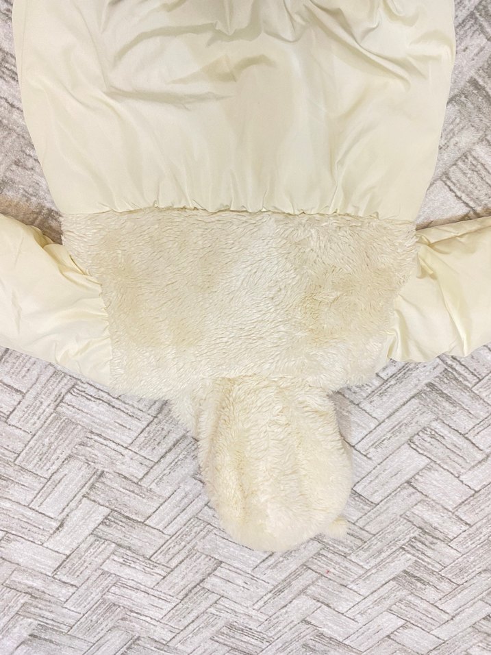 Beyaz Kürklü Kapüşonlu Bebek Kız montu - Görsel 4