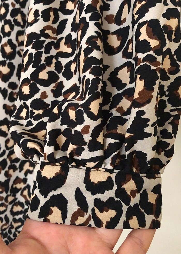 Yarasa kolu Leopar lı görmek tunik - Görsel 4