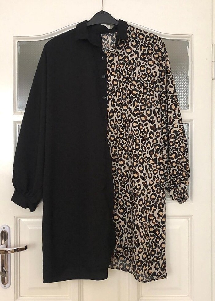 Yarasa kolu Leopar lı görmek tunik - Görsel 2