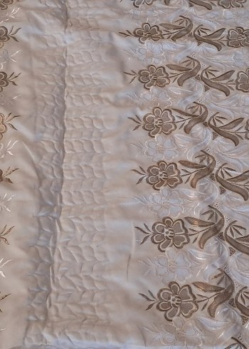 İşlemeli Parlak krem Çift Kişilik Yatak Örtüsü - Görsel 8