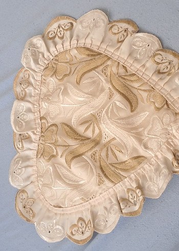 İşlemeli Parlak krem Çift Kişilik Yatak Örtüsü - Görsel 6