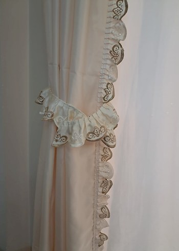 İşlemeli Parlak krem Çift Kişilik Yatak Örtüsü - Görsel 16