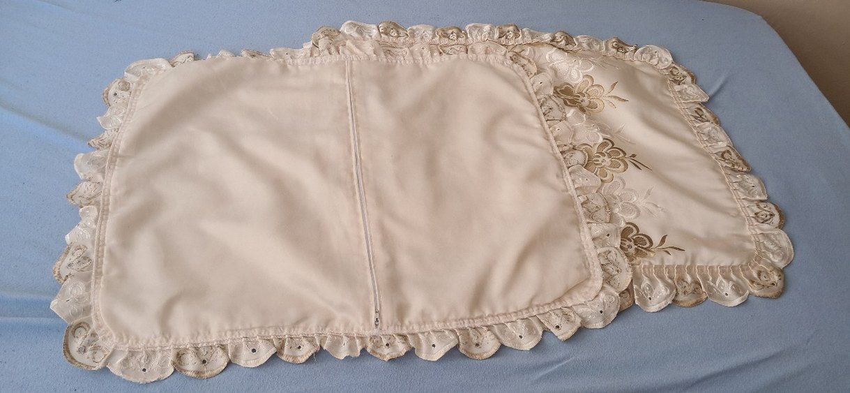 İşlemeli Parlak krem Çift Kişilik Yatak Örtüsü - Görsel 3