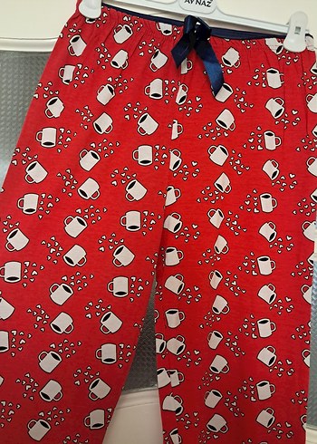 Kırmızı Kadın Pijama Altı L bdn - Görsel 4