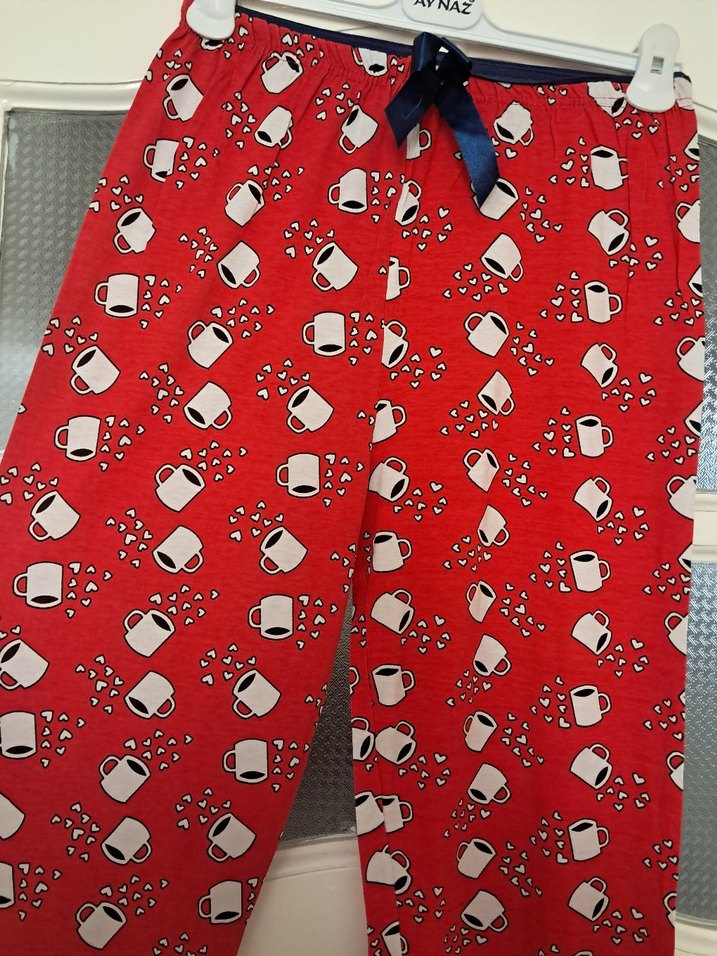 Kırmızı Kadın Pijama Altı L bdn - Görsel 4