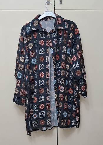 Düğmeli Çok Renkli Uzun Kollu Kadın Gömlek xl bdn - Görsel 4