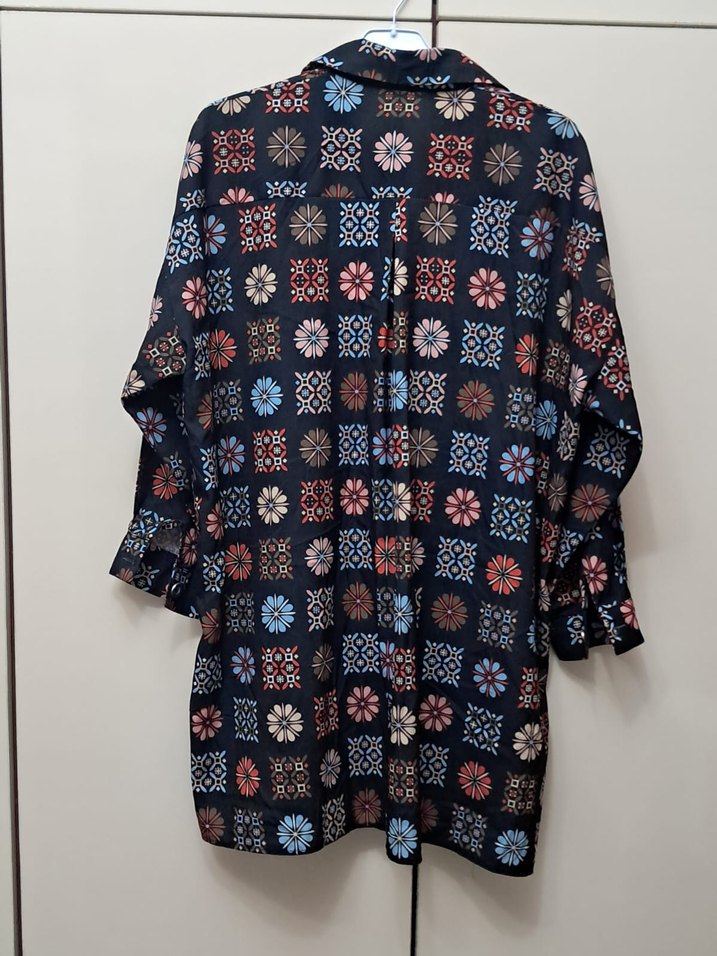 Düğmeli Çok Renkli Uzun Kollu Kadın Gömlek xl bdn - Görsel 3