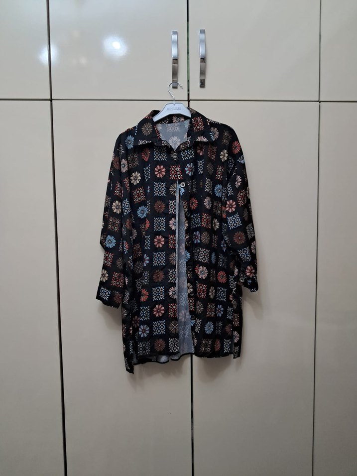 Düğmeli Çok Renkli Uzun Kollu Kadın Gömlek xl bdn - Görsel 2