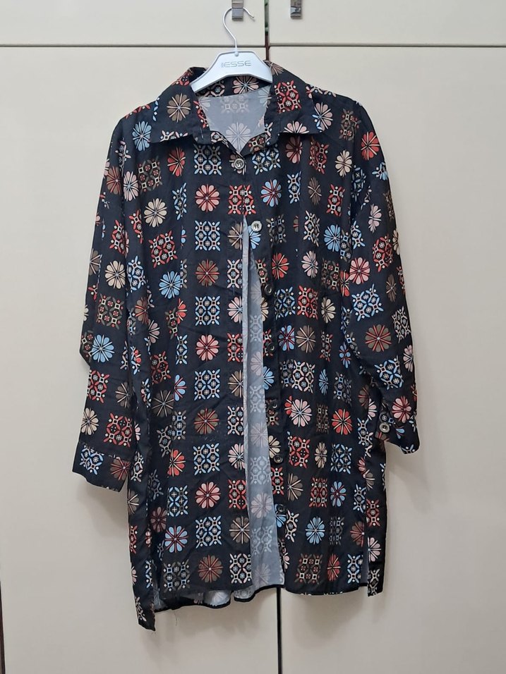 Düğmeli Çok Renkli Uzun Kollu Kadın Gömlek xl bdn - Görsel 4