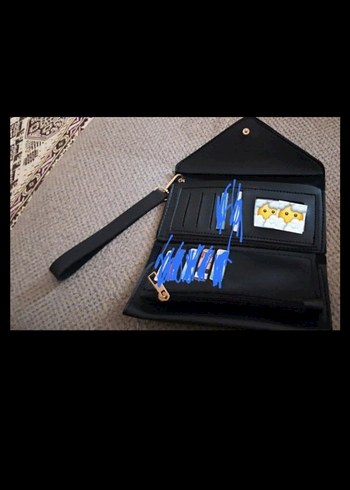 Kadın Siyah Deri Fermuarlı Portföy Cüzdan - Görsel 2