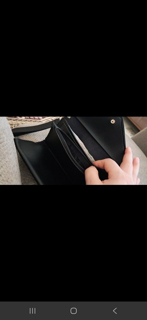 Kadın Siyah Deri Fermuarlı Portföy Cüzdan - Görsel 3