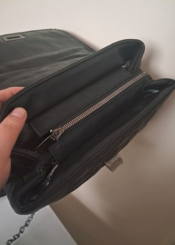 Zincir Detaylı Siyah Deri Kadın Çanta - Görsel 8