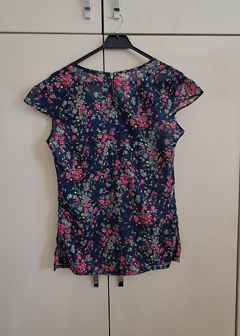 Çiçek Desenli Kısa Kollu Salaş Bluz - Görsel 5