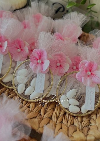 Pembe Çiçekli Hediyelik Kese - Görsel 2