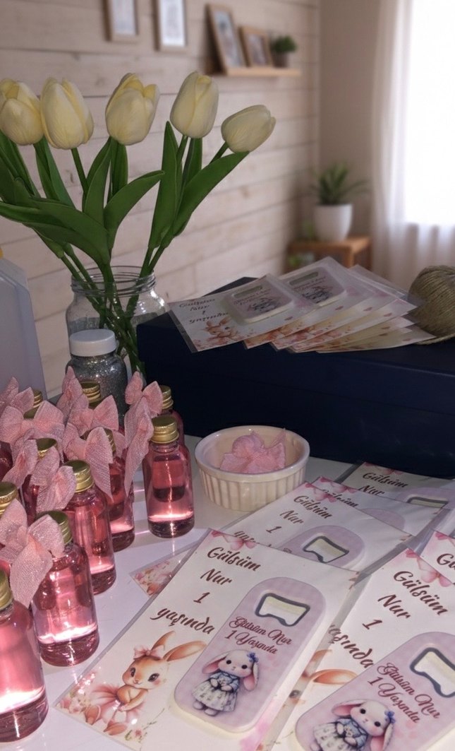Pembe Kokulu Hediye Şişeleri ve Açacak magnet - Görsel 2