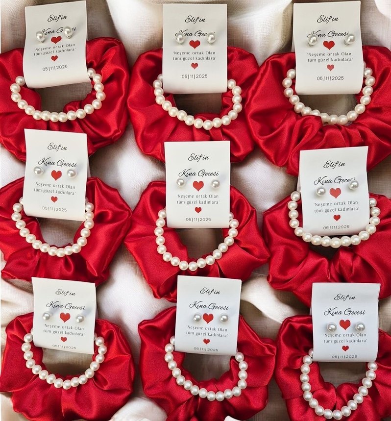 İnci Detaylı Pembe Saten Toka - Görsel 2