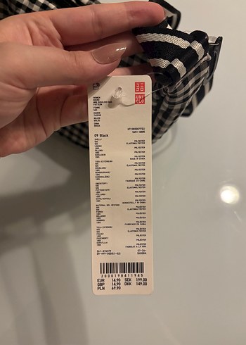 Uniqlo Beyaz Siyah Kareli Omuz Çantası - Görsel 4