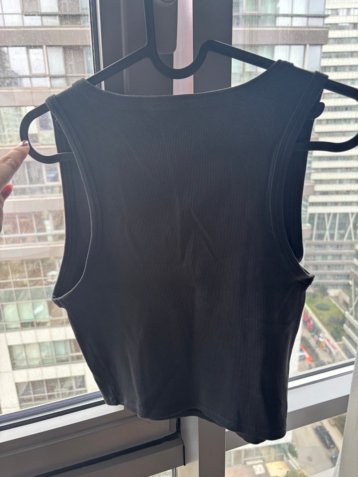 Bershka Antrasit Rengi Kalın Askılı Crop Atlet - Görsel 3