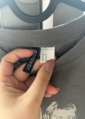 H&M Antrasit Crop Tshirt - Görsel 4