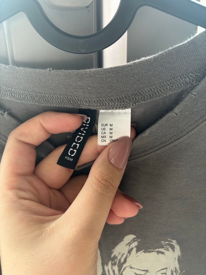 H&M Antrasit Crop Tshirt - Görsel 4