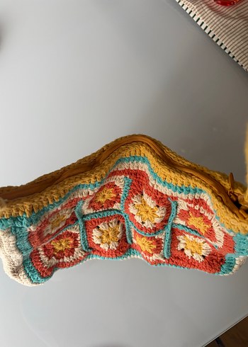 Çiçek Desenli Örgü Bohem Kadın Çantası - Görsel 3