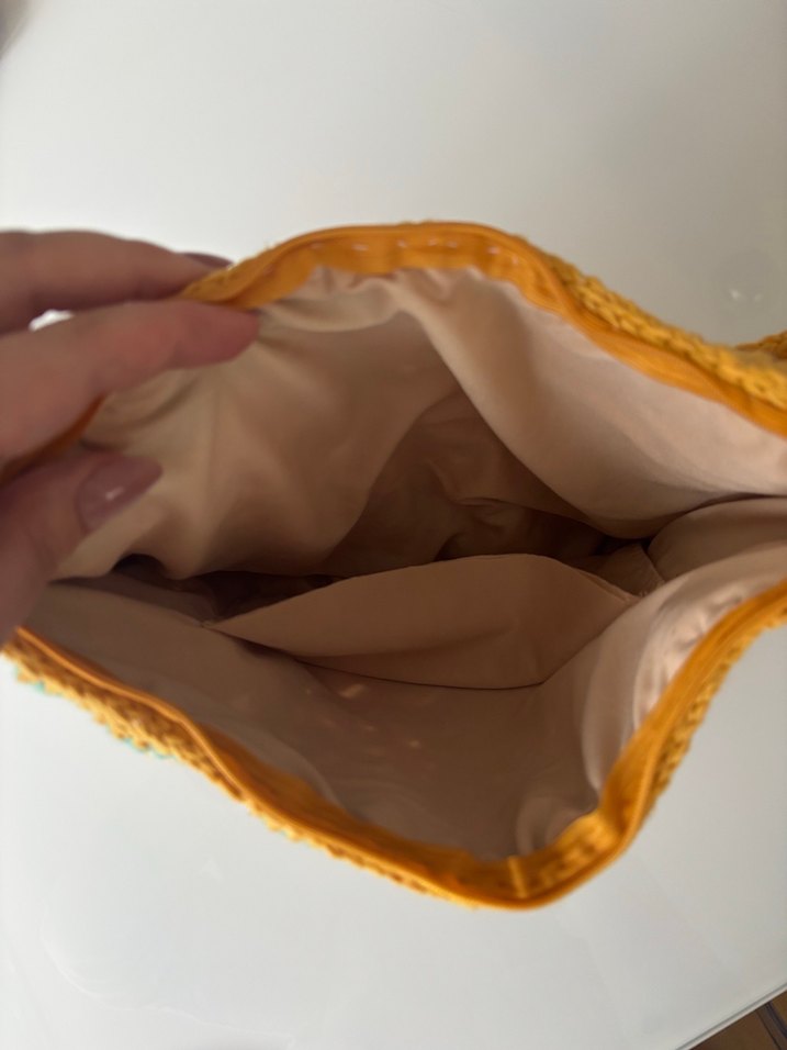 Çiçek Desenli Örgü Bohem Kadın Çantası - Görsel 4