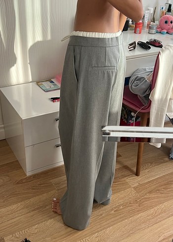 Zara Gri Midi Kadın Pantolon - Görsel 3