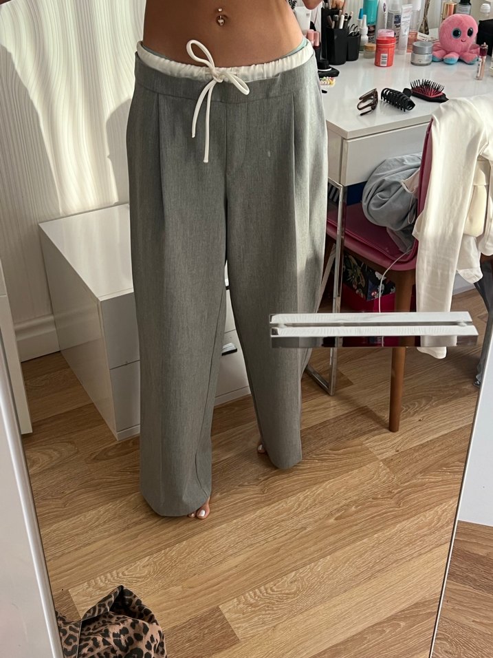 Zara Gri Midi Kadın Pantolon - Görsel 2