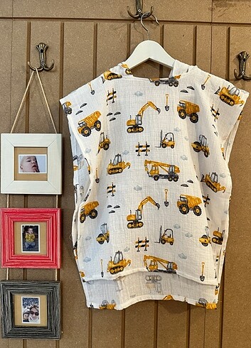 İş makineleri Muslin panco 1-4 yaş - Görsel 3