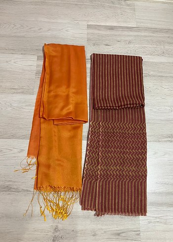 Kahverengi Pileli Bohem İkili Kadın Şalı