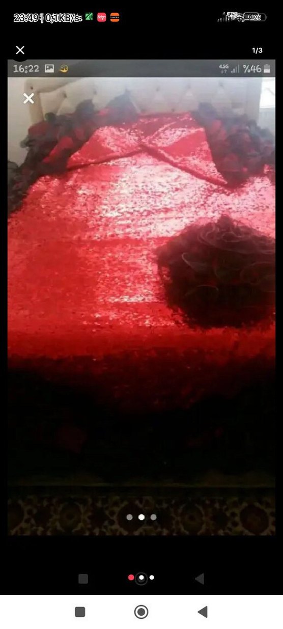 Koyu Kırmızı Soyut Desenli yatak Örtüsü - Görsel 3