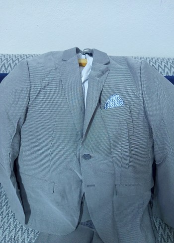 Gri Erkek Takım Elbise, Normal Kesim, Düğmeli - Görsel 2