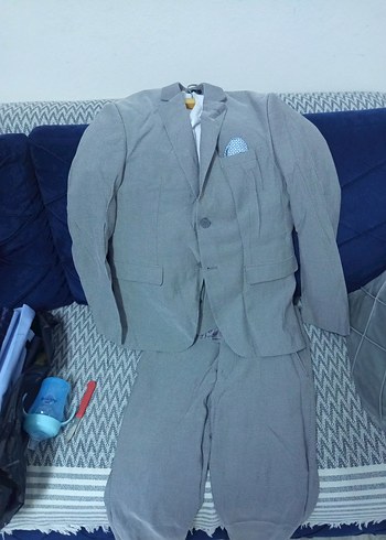 Gri Erkek Takım Elbise, Normal Kesim, Düğmeli - Görsel 6