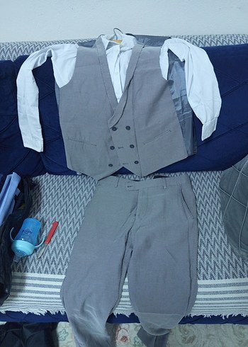 Gri Erkek Takım Elbise, Normal Kesim, Düğmeli - Görsel 5