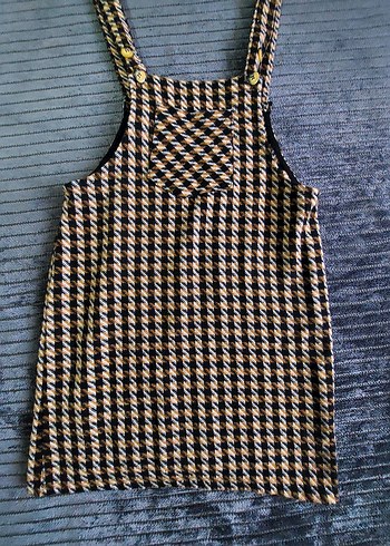 Bohem Tarz Kahverengi Kareli slopet Midi Elbise - Görsel 2