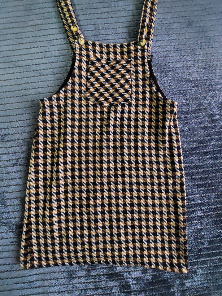 Bohem Tarz Kahverengi Kareli slopet Midi Elbise - Görsel 2