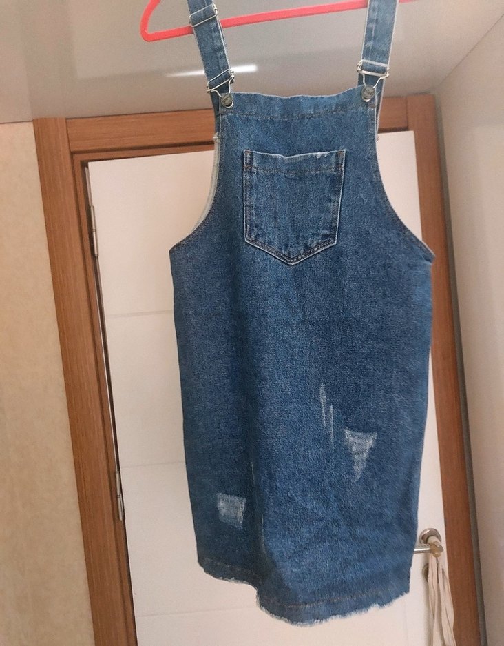 Kadın Mavi Kot Midi Salopet - Görsel 2