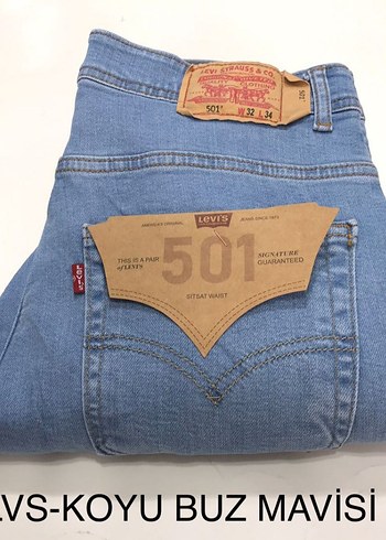 Levis Levi S 501 Erkek Koyu Buz Mavi Denim Pantolon 40 Beden
