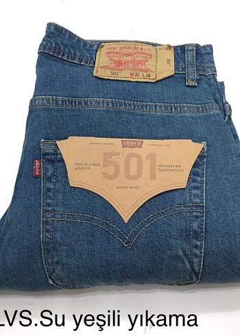 Levis Levi S 501 Su Yesili Yikamali Mavi Renk 34 Beden 0