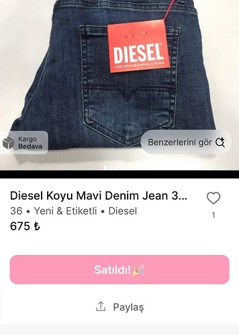 Diesel Koyu Mavi Denim Jean 36 Beden
