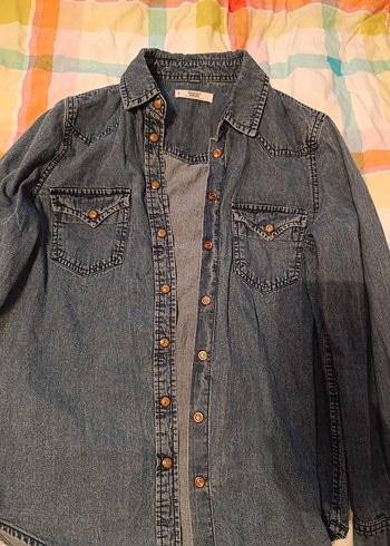 Kadın Lacivert Denim Gömlek - Görsel 3