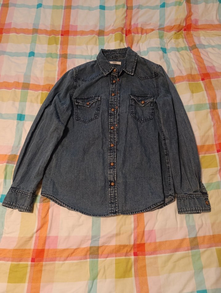 Kadın Lacivert Denim Gömlek - Görsel 2