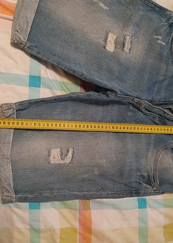 Erkek Açık Mavi Bağcıklı Denim Şort - Görsel 7